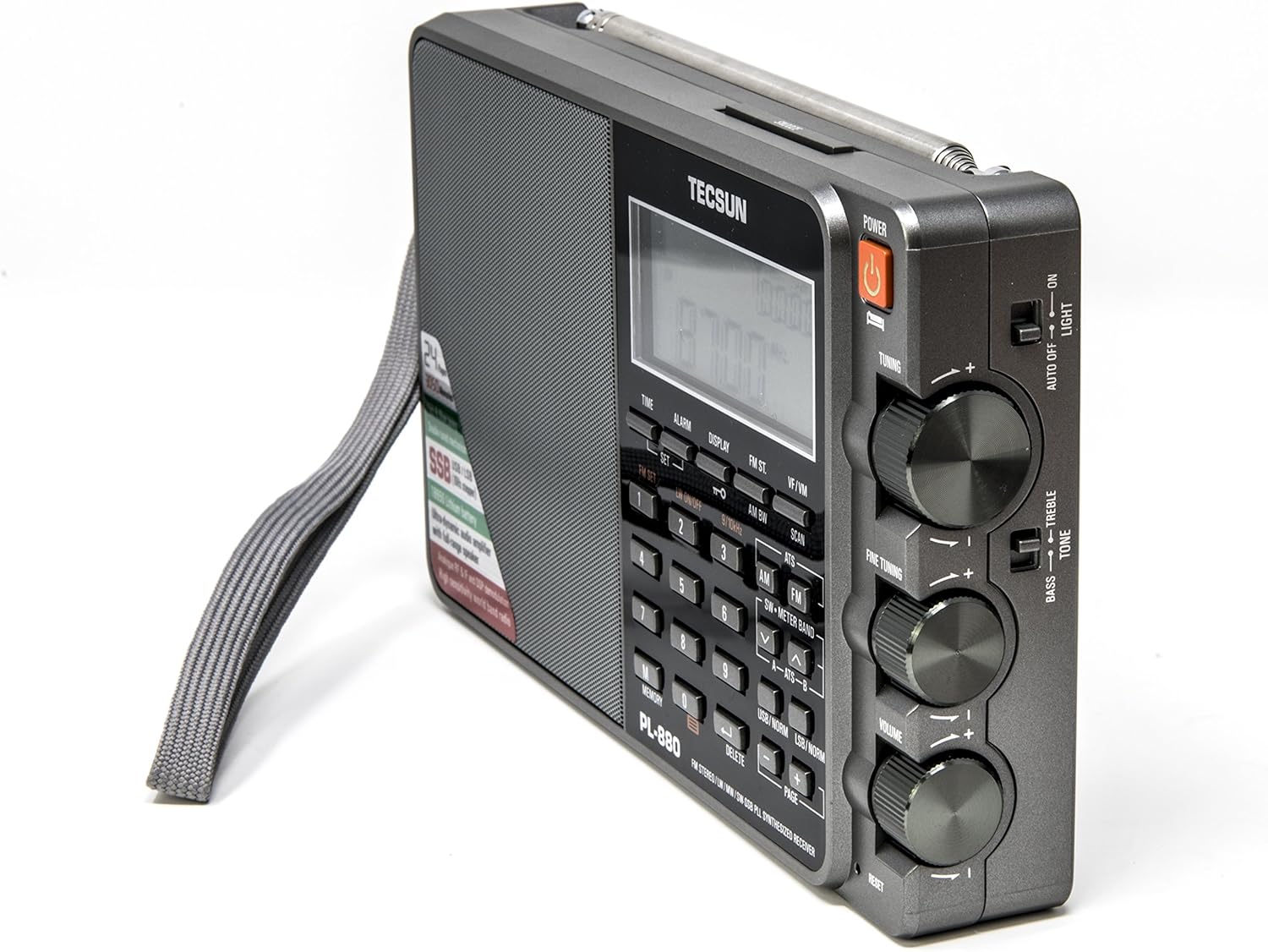 Tecsun PL880 Portable Digital PLL Dual Conversion AM/FM, Longwave & Shortwave Radio with SSB (Single Side Band) Reception, Color Silver