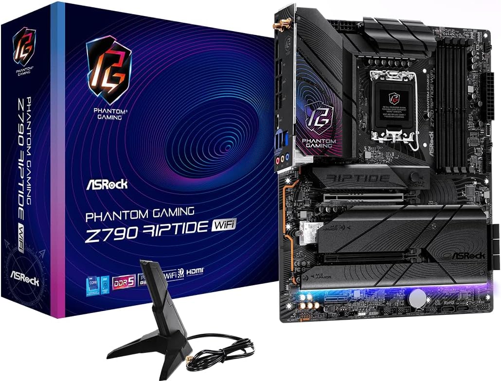 ASRock Z790 Riptide WiFi LGA1700 ATX Motherboard | Supports 14th/13th/12th Gen Intel | DDR5 8000+ (OC) | PCIe 5.0 | WiFi 7 | 8 SATA | 16+1+1 Power Phase | Killer 2.5G LAN