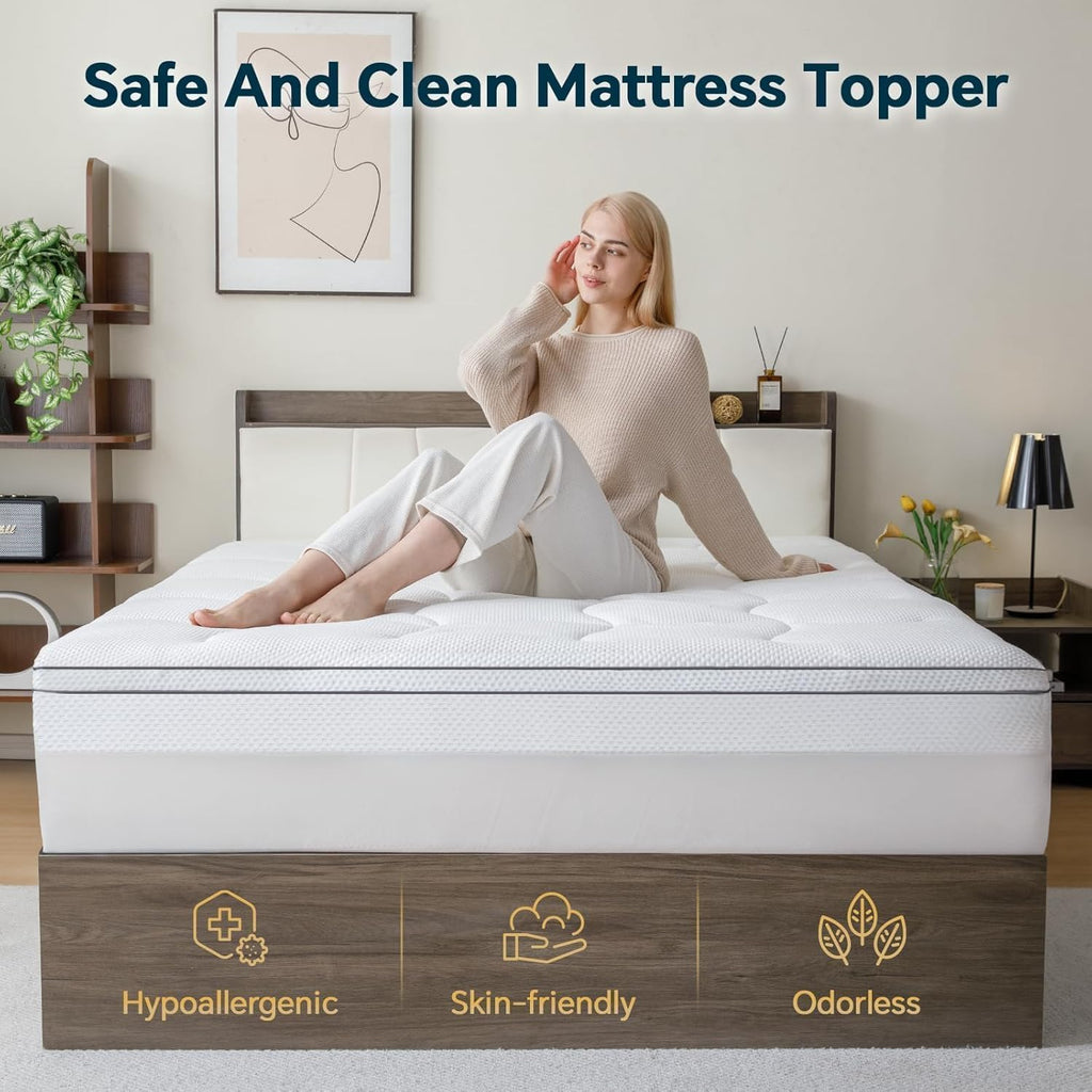 GEMBED Firm Memory Foam Mattress Topper Twin XL Size - Dual Layer 2.5 Inch Cooling Gel Memory Pad and 1 Inch Pillow Top Mattress for Back Pain - 39" x 80" x 3.5"