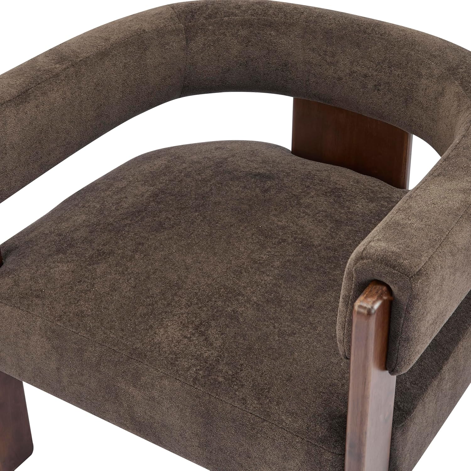 Christopher Knight Home Nettie Modern Accent Chair for Living Room, Velvet Fabric Single Lounge Sofa Chair with Wooden Frame, Lounge Armchair with Cushion, Comfy Reading Chair for Bedroom, Dark Brown