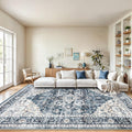 AMADA HOMEFURNISHING 9x12 Washable Area Rug, Low-Profile Large Area Rug with Non-Slip Backing & Durable Edge Binding, Vintage Large Rugs for Living Room, Bedroom & Dinning Room
