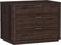 Manhattan Comfort Evelyn Nightstand with 3 Drawers, Minimalist Wood Grain Bedside Table with Rounded Corners and Raised Base, Modern End Table for Bedroom, Entryway, or Living Room in Brown