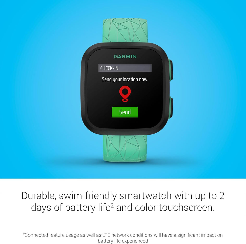 Garmin Bounce™, Kids Smartwatch, Two-Way Text and Voice Messaging, Location Tracking, Green Burst