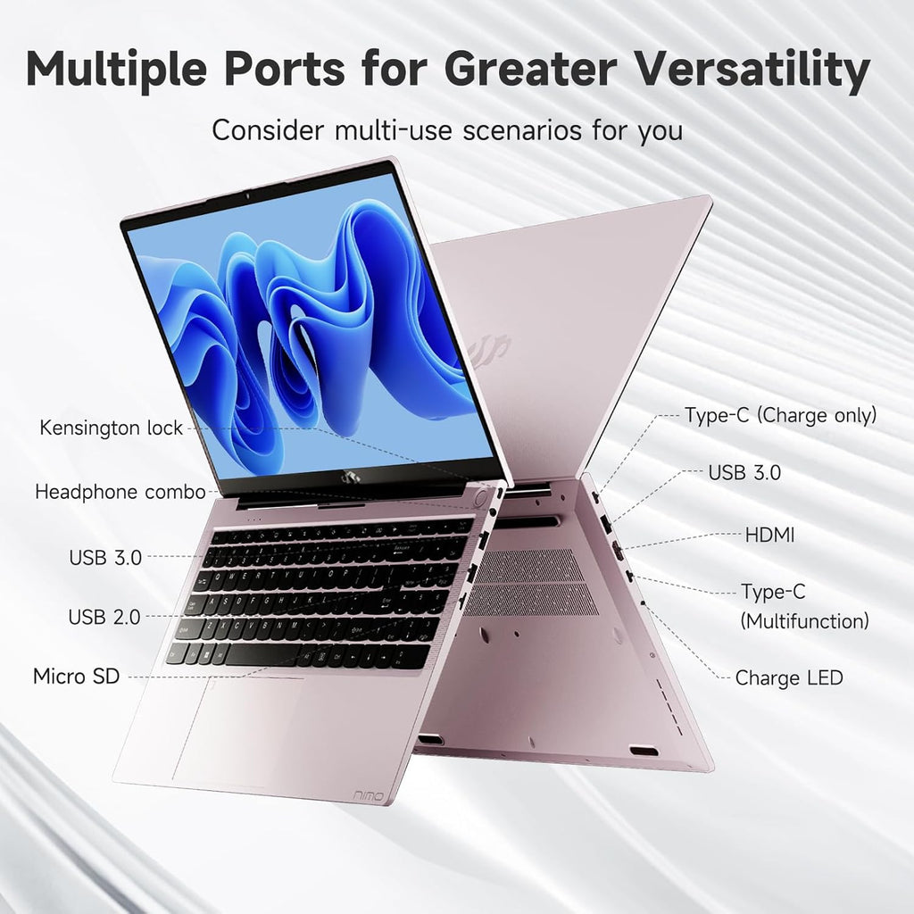 NIMO 15.6" Laptop, Intel 6 Cores I3-1215U 32GB RAM 1TB SSD (Up to 4.4GHz, Beat R5 7520U), 65W Fast PD 180° Viewing Wi-Fi 6 Backlit Keyboard Computer for Business Work Creator Student Study and Home