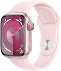 Apple Watch Series 9 GPS + Cellular 41mm Pink Aluminum Case with Pink Sport Band M/L (Renewed Premium)