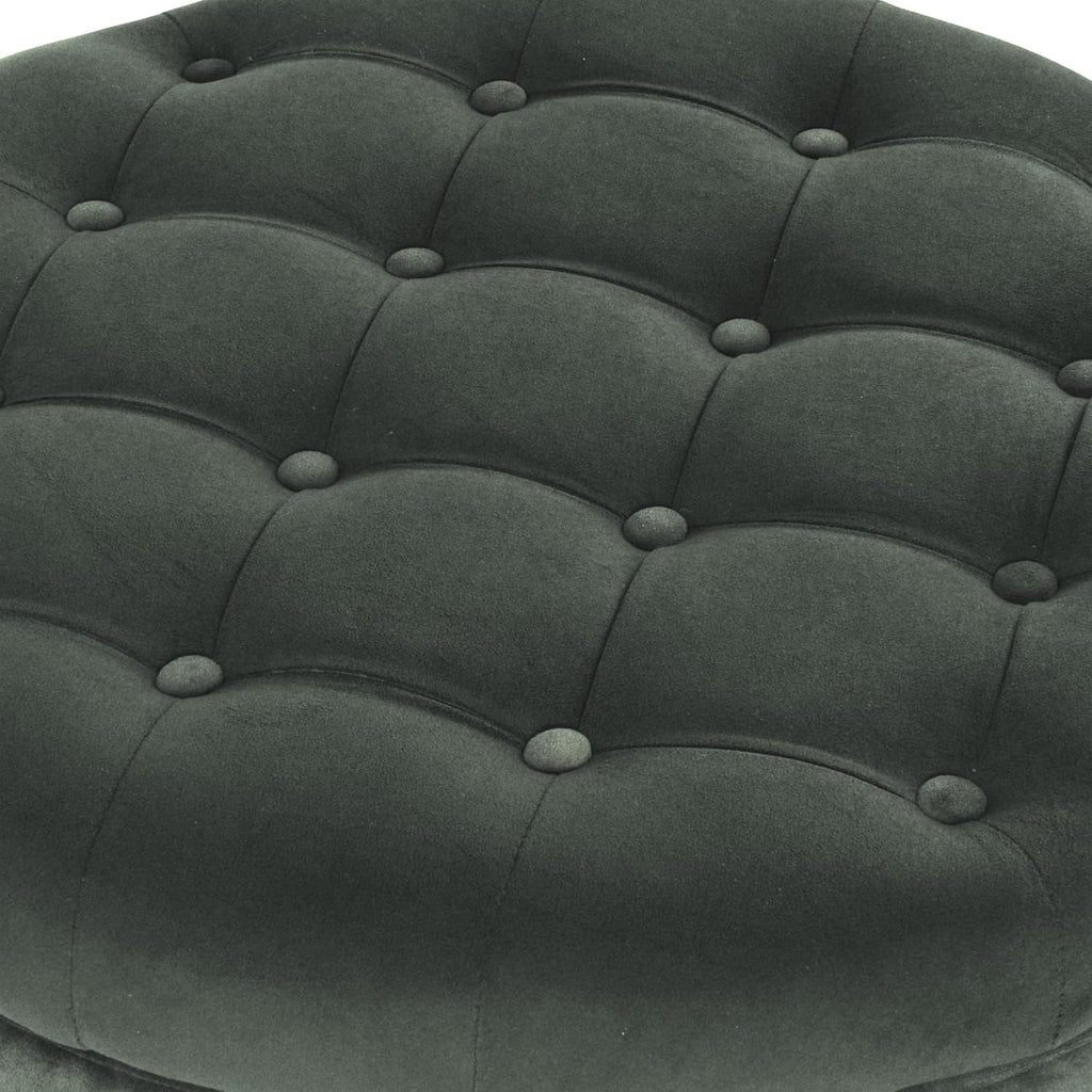 HomePop Home Decor | Large Button Tufted Velvet Round Storage Ottoman | Ottoman with Storage for Living Room & Bedroom, Loden Green Velvet, 28"