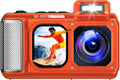 Maxmango V08 Pro 49FT Underwater Camera - 8K 90MP WiFi Waterproof Digital Camera with Touchscreen, Dustproof Shockproof Rugged Camera for Snorkeling, 64GB Point and Shoot Digital Digital Cam - Orange