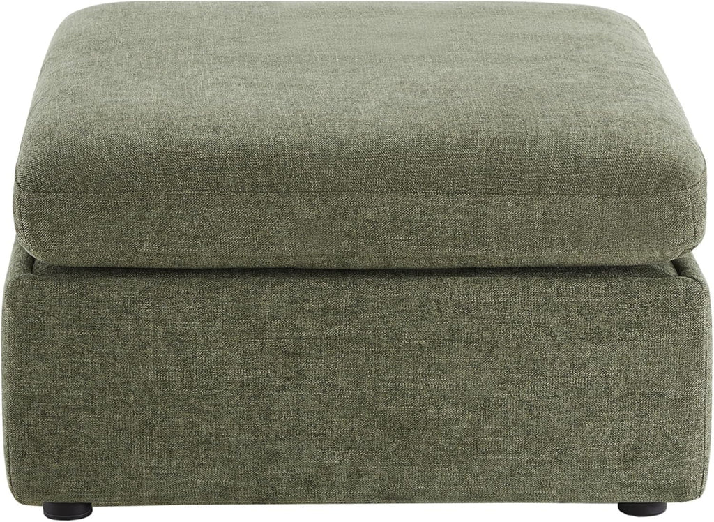 CHITA 34 Inch Upholstered Square Modular Storage Ottoman for Sectional Sofa,Storage Ottoman Footrest and Seat Cube for Living Room, Moss Green