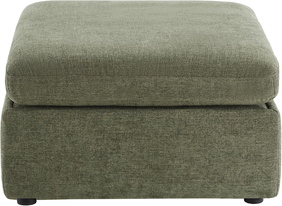 CHITA 34 Inch Upholstered Square Modular Storage Ottoman for Sectional Sofa,Storage Ottoman Footrest and Seat Cube for Living Room, Moss Green