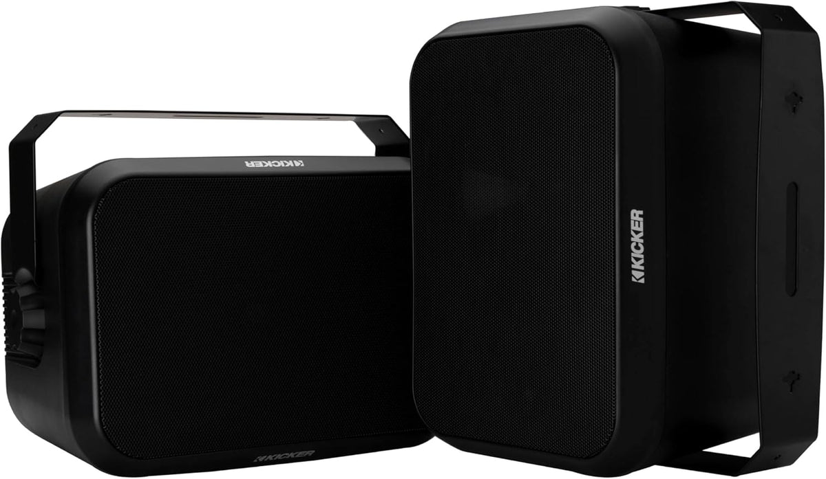 KICKER Outdoor Audio 8″ Indoor Outdoor Speakers (52OA8B) – Weatherproof, UV-Resistant Wall or Ceiling Mount Speakers with Polyethylene-Mica Woofer Black
