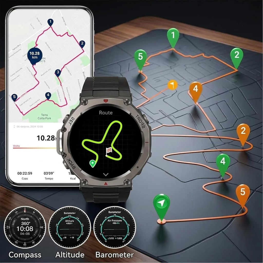 GPS Sports Smartwatch, Versatile Sports Modes, Sleep Tracking, Call Function, Customizable Watch Faces, Fitness Tracking Sports Smartwatch for Outdoor and Daily Use (Black)