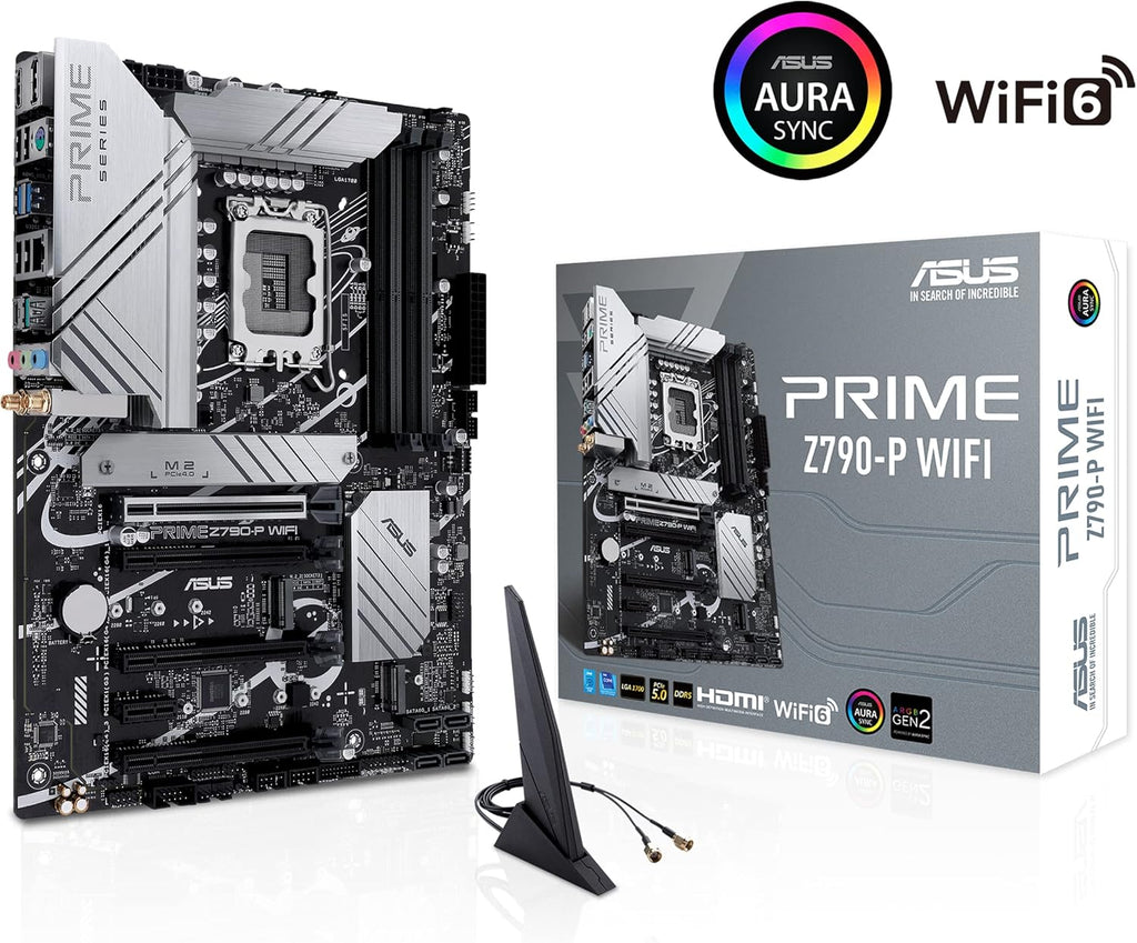 Asus Prime PRIME Z790-P WIFI Gaming Desktop Motherboard - Intel Z790 Chipset - Socket LGA-1700 - ATX - Core, Pentium Gold, Celeron Processor Supported - 128 GB DDR5 SDRAM Maximum RAM - DDR5-7200/PC5-5