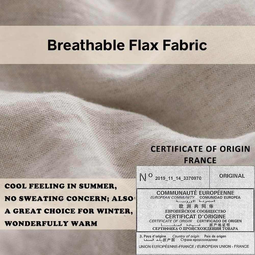 Simple&Opulence 100% French Flax Linen Duvet Cover Set with Embroidery Washed - 3 Pieces (1 Duvet Cover with 2 Pillow Shams) with Button Closure Soft Breathable Farmhouse - Linen, King Size