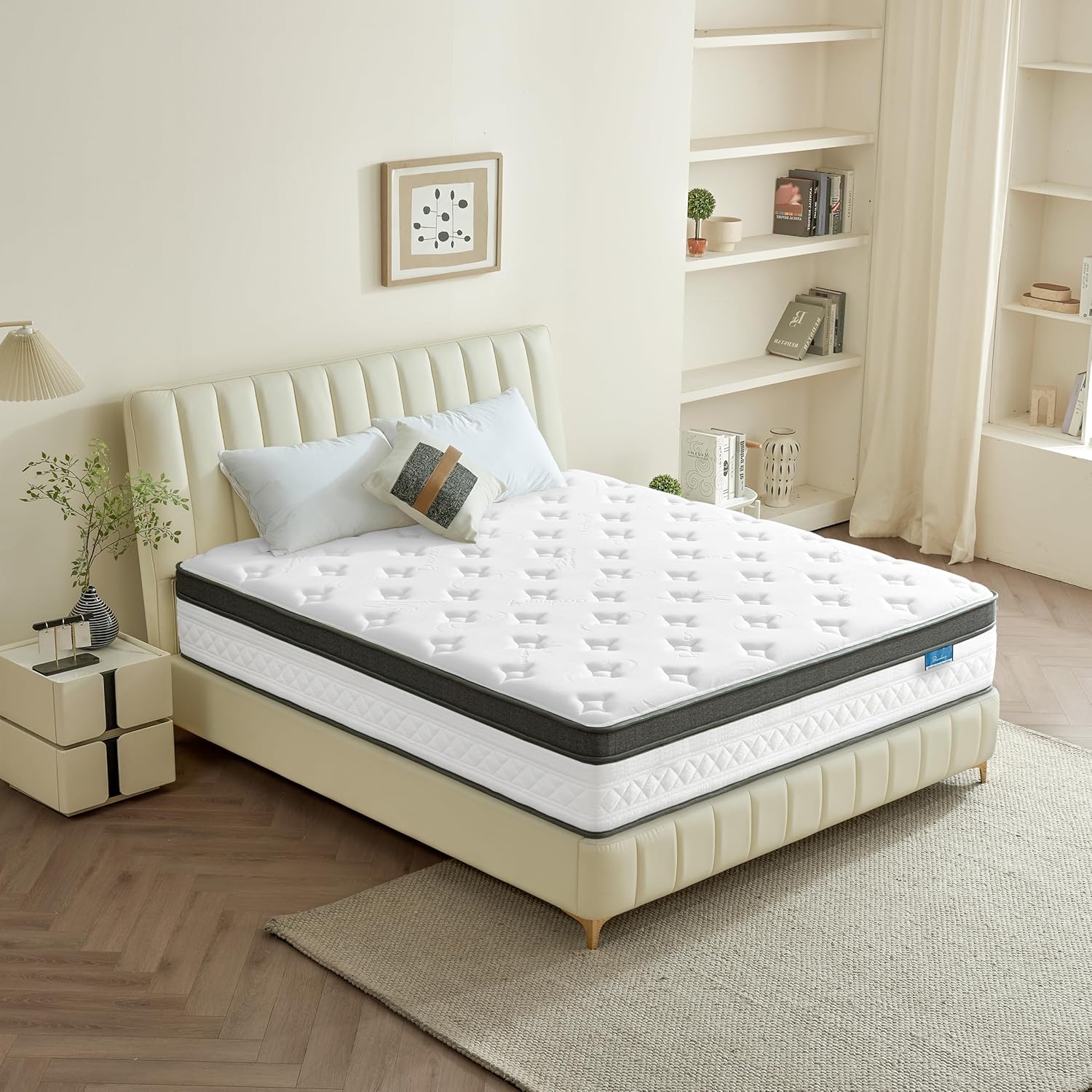 King Size Mattress, 12 Inch King Mattress in a Box, Cooling Gel Memory Foam Hybrid Mattress with Pocketed Coils, Medium Firm Feel, CertiPUR-US Certified, Pressure Relief, Motion Isolation