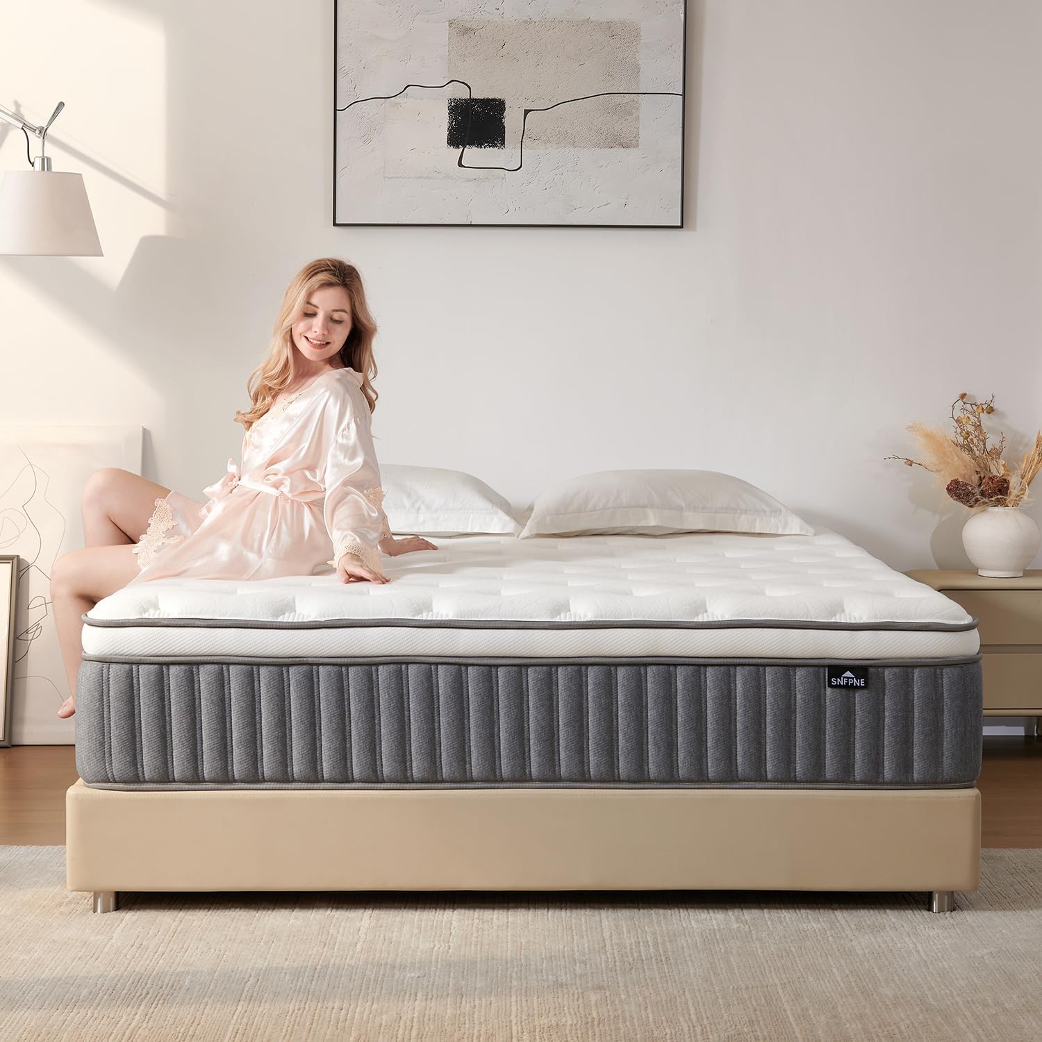 Full Mattress, 12 Inch Hybrid Mattress in a Box, Medium Firm Memory Foam Mattress, Fiberglass Free with Individual Pocket Springs, Motion Isolation&Pressure Relief, CertiPUR-US 75"*54"