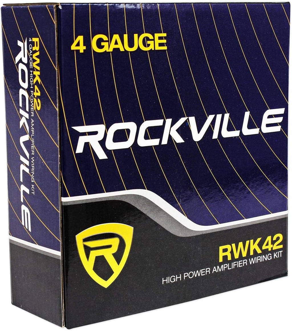 Rockville RV68.2C Bundle: (4) 6x8 / 5x7 Component Car Speakers 1800W Peak/340W RMS, RXA-F1 4-Channel Amplifier, RWK42 4 Gauge Amp Wiring Kit with RCA Cables, for Car Audio Systems, 6-Items