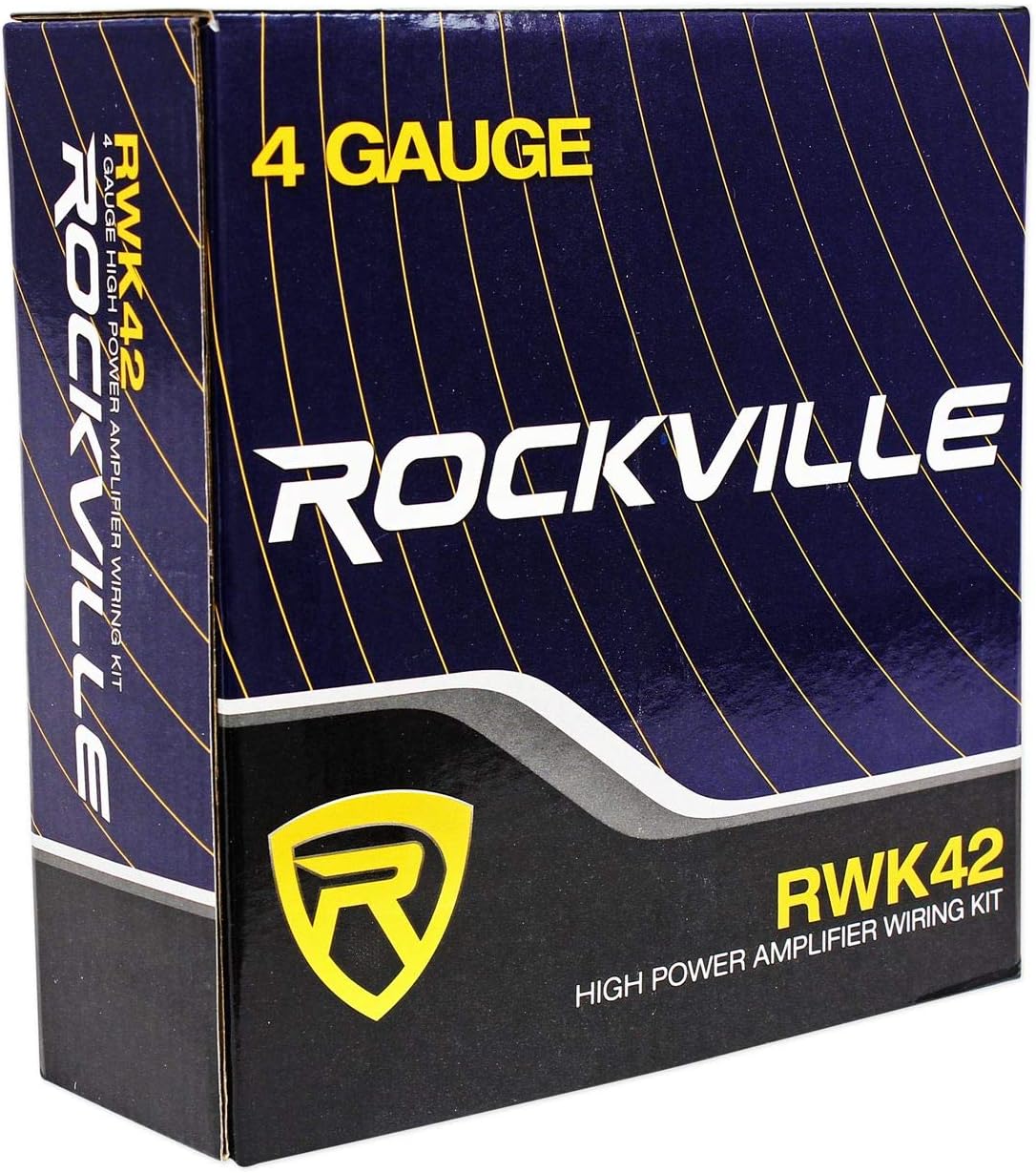 Rockville RV68.2C Bundle: (4) 6x8 / 5x7 Component Car Speakers 1800W Peak/340W RMS, RXA-F1 4-Channel Amplifier, RWK42 4 Gauge Amp Wiring Kit with RCA Cables, for Car Audio Systems, 6-Items
