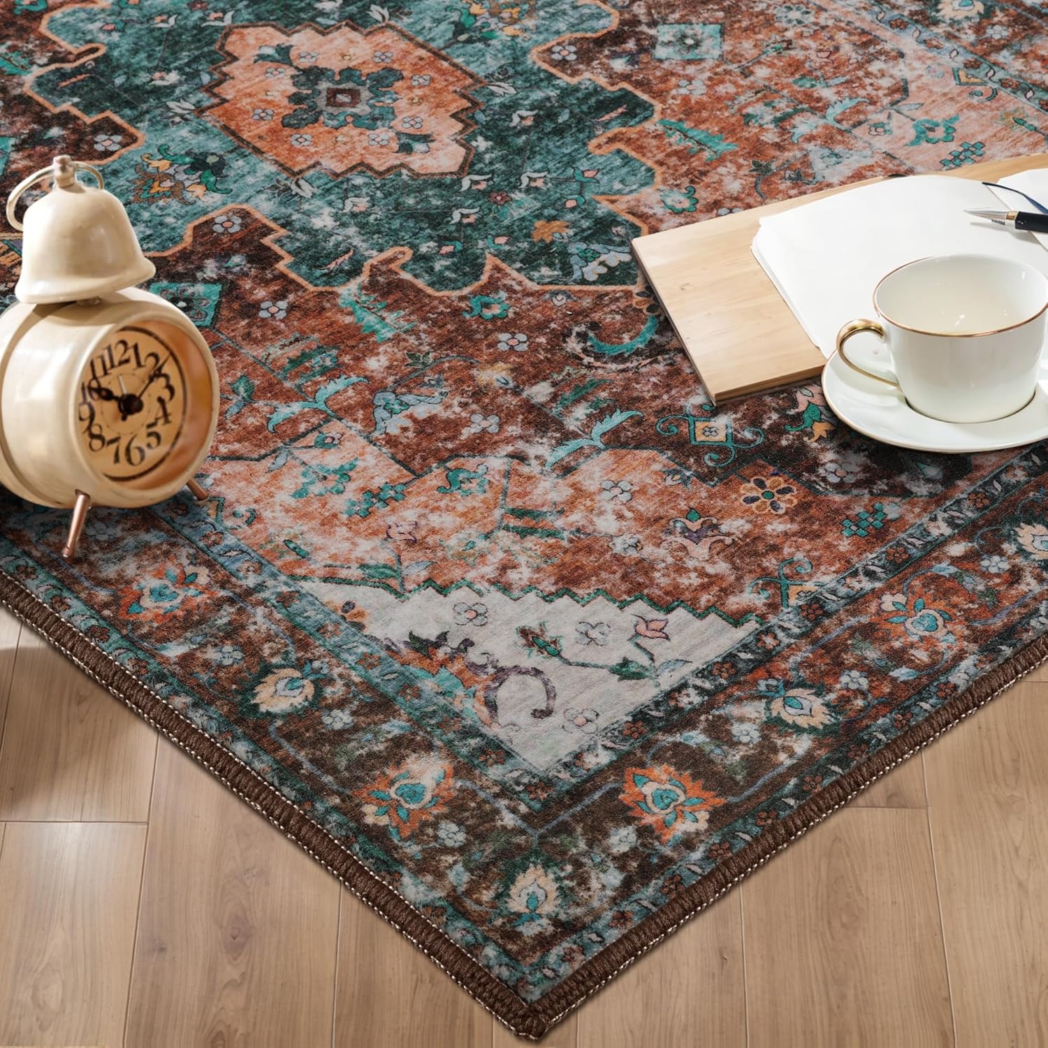 Ciicool 8X10 Area Rugs for Living Room,Washable Large Oriental Non-Slip Carpet for Bedroom Dining Room,Boho Thin Throw Rug for Kitchen