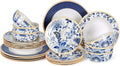 24-Piece Bone China Dinnerware Set in Gift Box, Service for 6, Porcelain Dinnerware, Tropical Dishes Set - Dinner Plates Dessert Plates Cereal Bowls Mugs (Melodie de Fleurs)