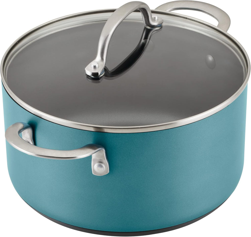 Anolon Achieve Hard Anodized Nonstick Cookware Pots and Pans Set, 9 Piece - Teal