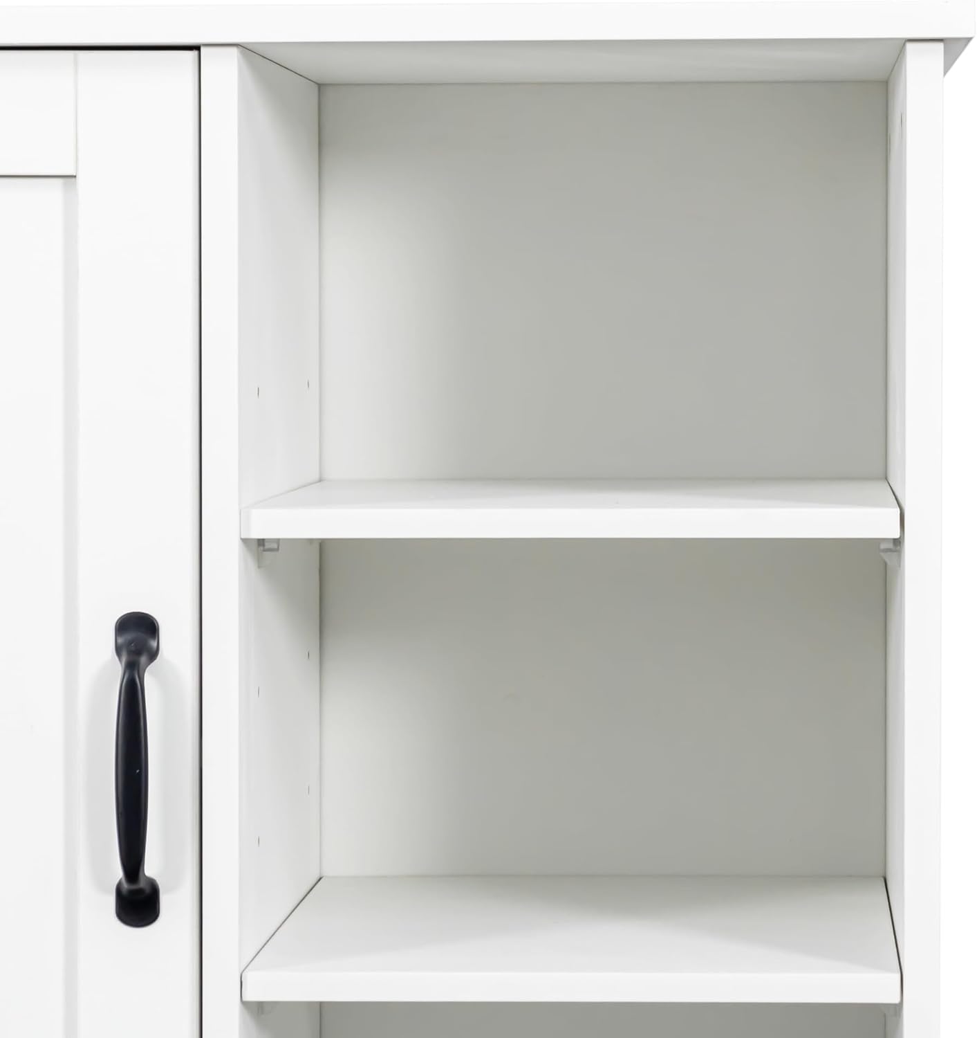 SOFTSEA Tilt-Out Laundry Hamper Cabinet, Cabinet with Doors and Open Shelf, 63 Inch Tall Accent Table for Bathrooms Laundry Room Kitchen, White