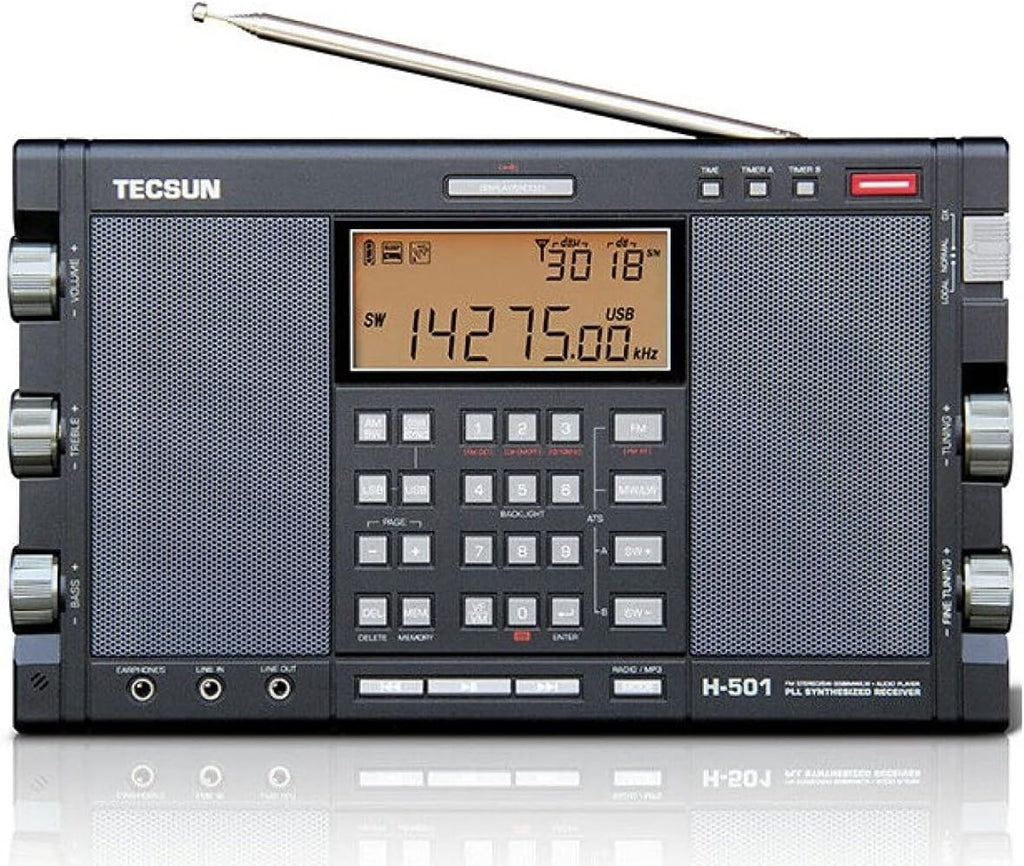 Tecsun H501 Digital Worldband AM/FM Shortwave Longwave Radio with SSB Reception, Dual Speakers, & MP3 Player, Matte Black