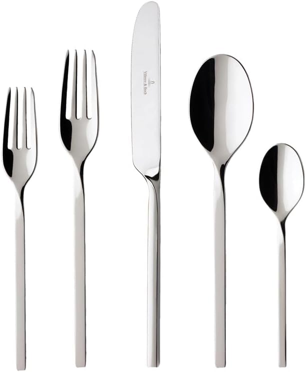 Villeroy & Boch NewWave Collection 20-Piece Flatware Set, Service for 4, 18/10 Stainless Steel Utensils, Dishwasher Safe