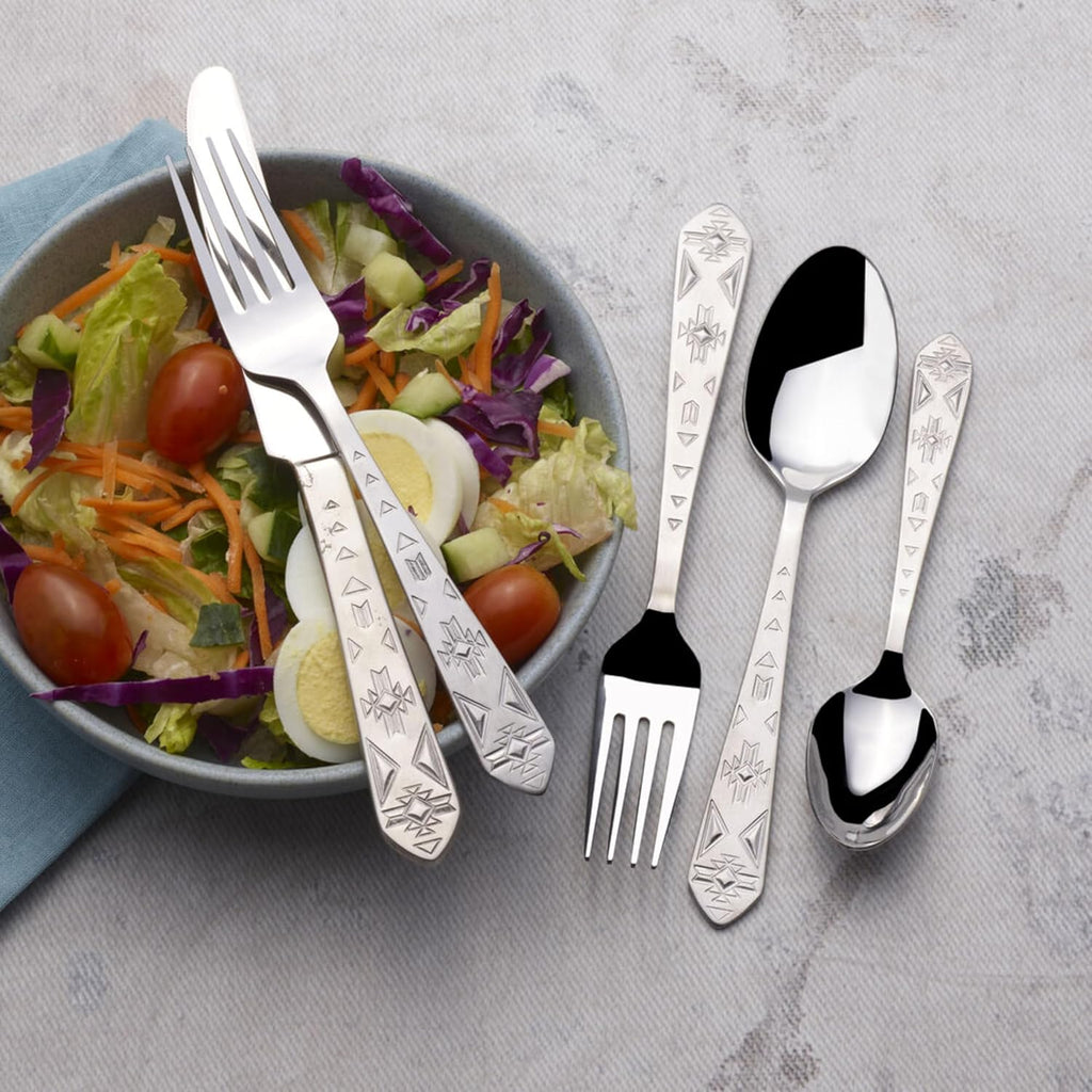 Towle Everyday Pueblo Flatware Service for 8, 42 Piece Set, 18/0 Stainless Steel, Silverware Set
