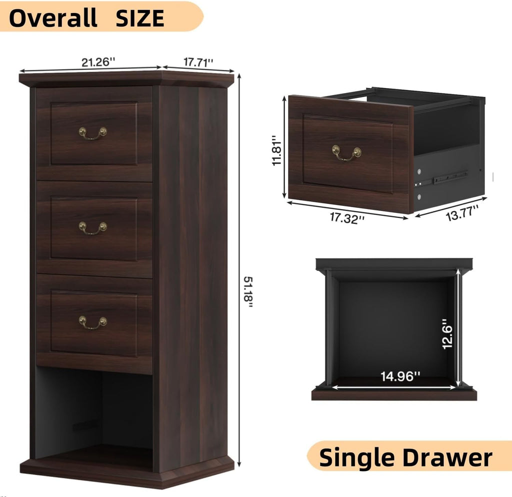 Tribesigns 4-Drawer File Filing Cabinet, Vertical File Cabinet Office Wood Filing Cabinet for A4 /Letter Size Narrow Tall File Storage for Home Office, Walnut