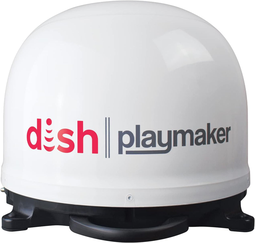 Winegard PL‑7000 Dish Playmaker - Portable Automatic Satellite Antenna for Dish HD Solo Receivers - 25' Coax Outdoor TV Reception - for RV, Camping, & Tailgating - White
