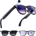 AI Smart Glasses with Camera, 8MP Camera Glasses for Life Vlog Travel Work, 4K Video Recording Sunglasses for Women Men, Real-Time Translation, Voice Assistant, Hands-Free Calls,Open-Ear Audio, 3 Lens