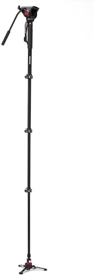 Manfrotto Video Monopod XPRO+, Camera and Video Support Rod with Video Head, 4-Section in Aluminum with Fluid Base, Photography Accessories for Content Creation, Video, Vlogging