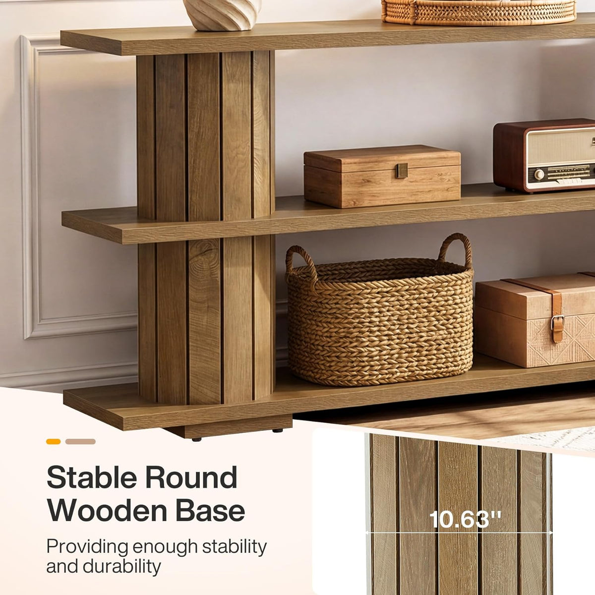 Tribesigns Console Table with Storage, 62.9-Inch Long Narrow Entryway Sofa Table 3-Tier Shelves for Living Room Hallway Entrance