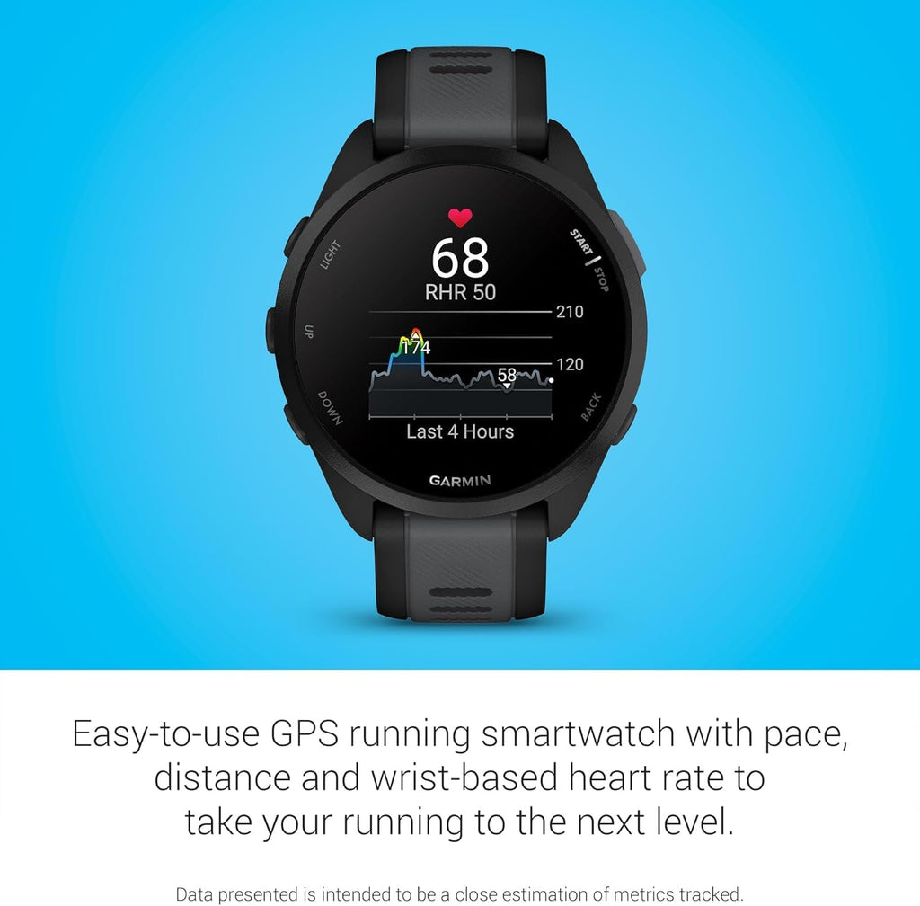 Garmin Forerunner 165, G010-N2863-20 GPS, Black/Slate Grey, WW (Renewed)