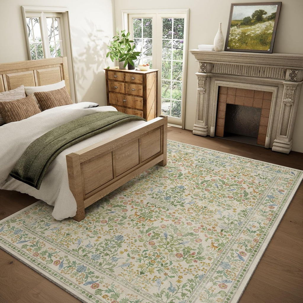 8x10 Area Rugs for Living Room: Washable Bedroom Rug Stain Resistant Non Slip Low Pile Lightweight Soft Carpets for Dining Room Kitchen Nursery Kids Room Farmhouse Living Room Indoor