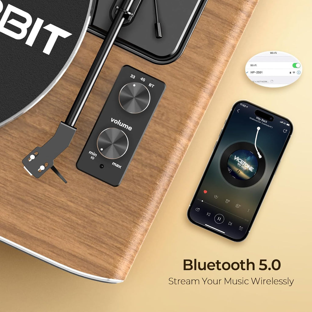 Record Player with Speakers, Turntables for Vinyl Records with AT-3600L Cartridge, Belt Drive 2-Speed (33/45 RPM), All in One Vinyl Player for Music Lovers (Walnut)