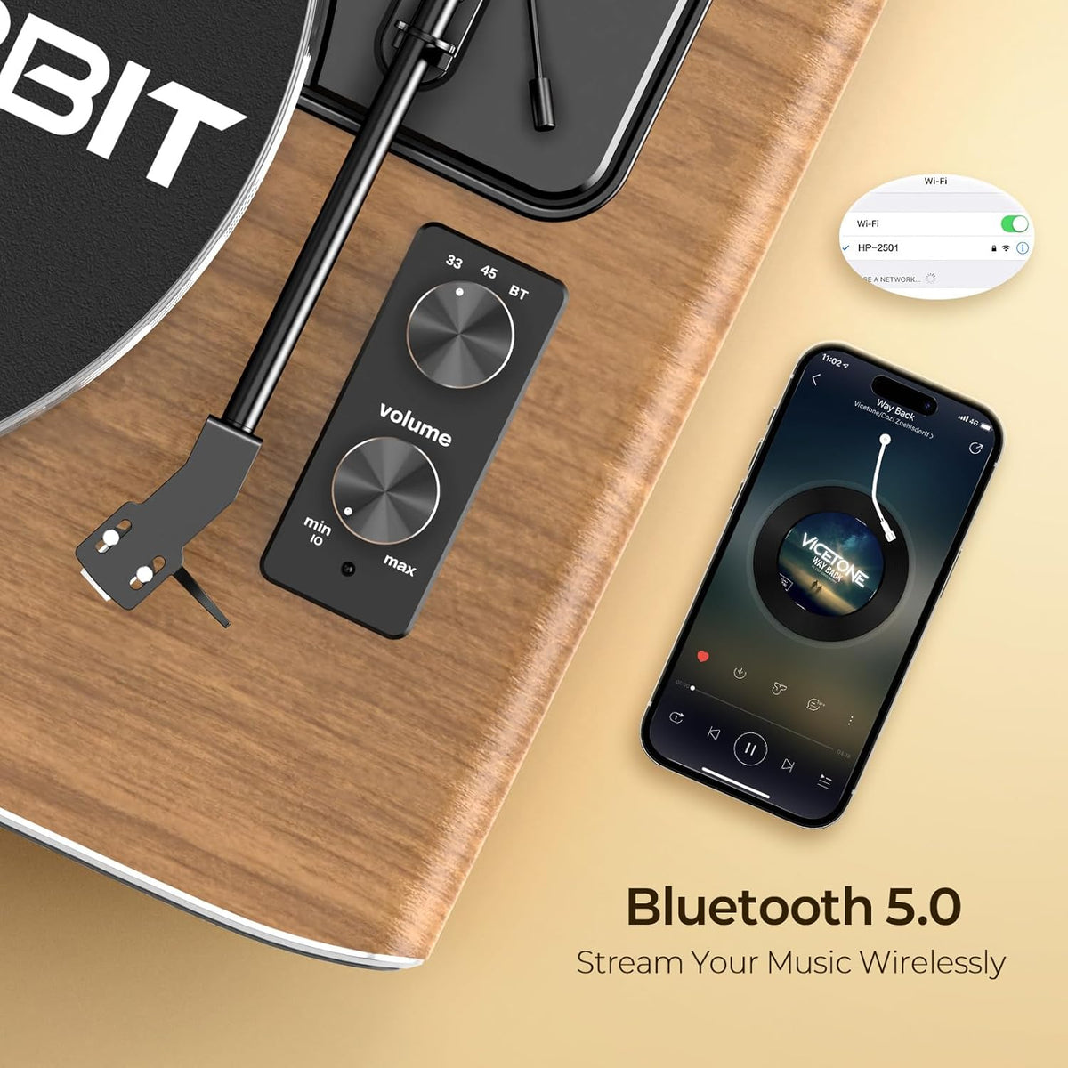 Record Player with Speakers, Turntables for Vinyl Records with AT-3600L Cartridge, Belt Drive 2-Speed (33/45 RPM), All in One Vinyl Player for Music Lovers (Walnut)