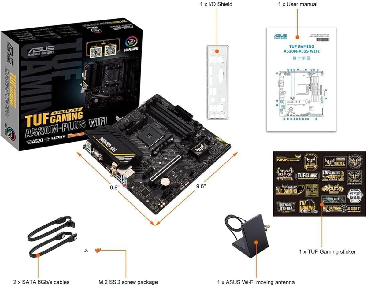 Micro Center AMD Ryzen 5 5500 Desktop Processor with ASUS TUF Gaming A520M-PLUS (WiFi) AM4 microATX Motherboard (M.2 Support, 802.11ac Wi-Fi, DisplayPort, HDMI)