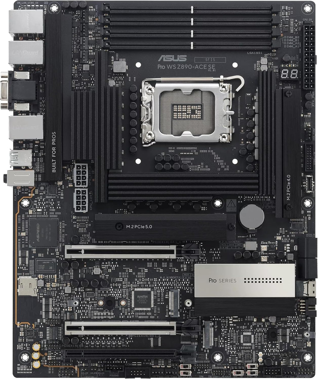 ASUS Pro WS Z890-ACE SE Z890 LGA 1851 ATX Motherboard, Intel® Core™ Ultra Series 2 Ready, Advanced AI PC-Ready, PCIe® 5.0, DDR5, 10G & 2.5G LAN, 4X M.2, USB 20Gbps, Thunderbolt™ 4, onboard BMC, AI OC