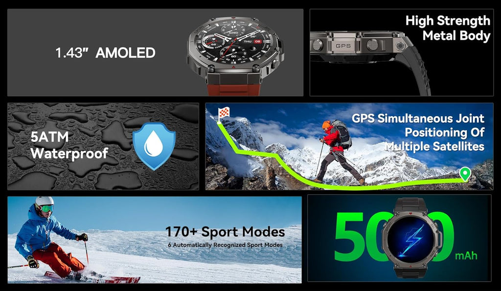 GPS Sports Smartwatch 2026 (Black)