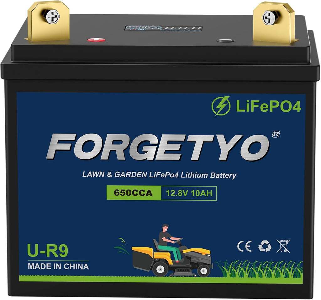 U-R9 Riding Lawn Mower Battery, 12V 10Ah 650CCA Lithium LiFePO4 Garden Tractor Starting Battery, Compatible with John Deere,Cub Cadet,Craftsman,Troy-Bilt Mower, and Generator
