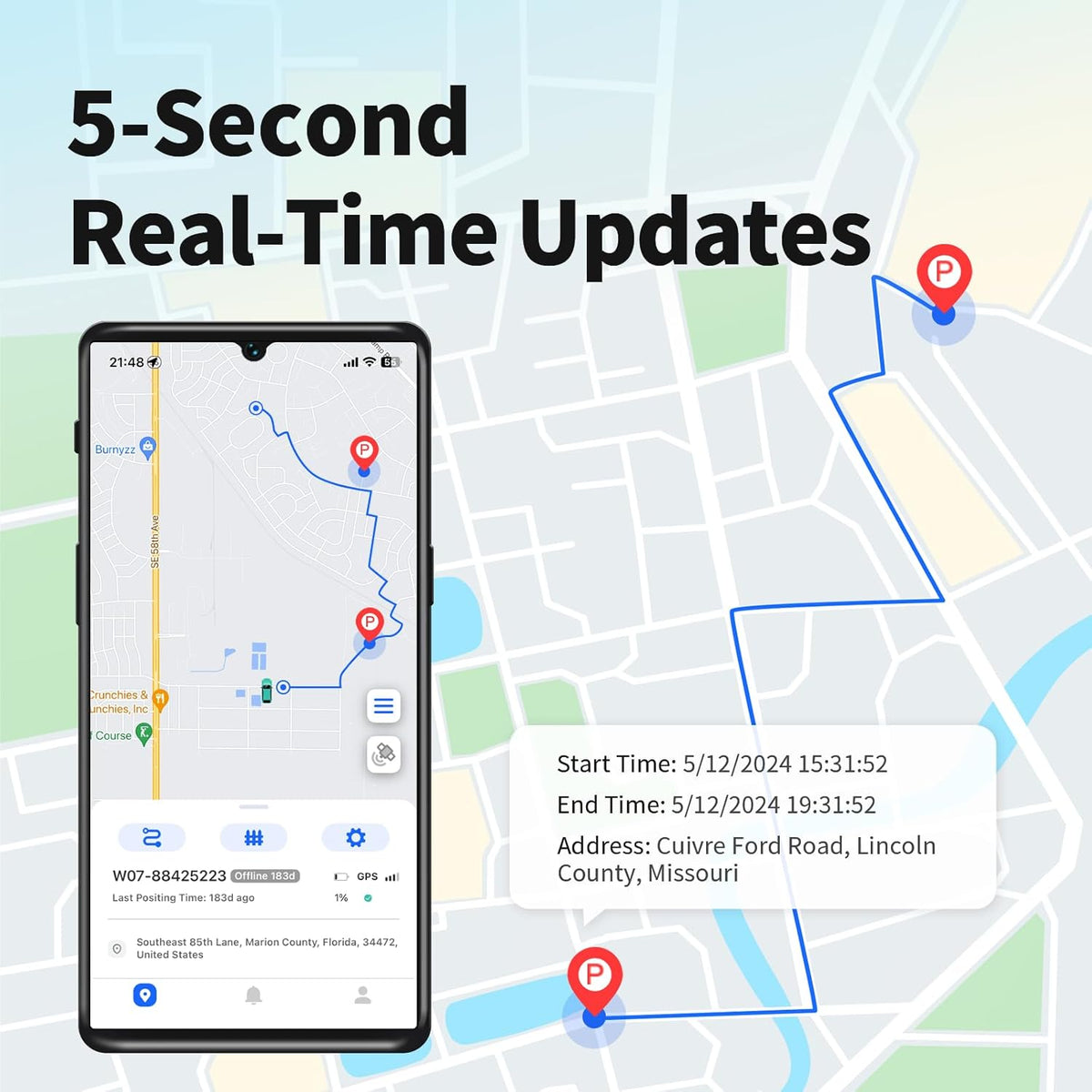 GPS Tracker for Vehicles, No Monthly Fee, No Subscription with Real-Time Tracking, 4G SIM and Data Included, Trip History, GeoFence, Speeding Alerts, Global Coverage, OBD, for Fleets & Families