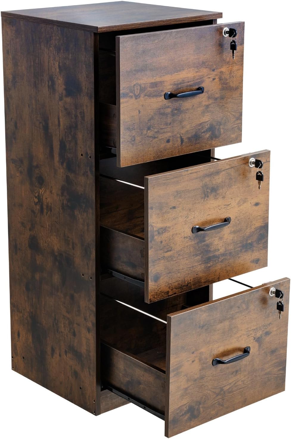 VEVOR 3 Drawer File Cabinet with Lock, Vertical Filing Storage Cabinets for Home Office, Heavy-Duty Locking Cabinet with 2-Level Adjustable Hanging Rod for A4/Letter/Legal Size File, Easy Assembly
