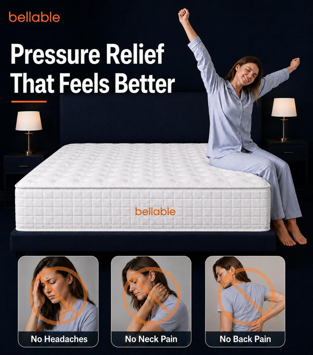 Queen Mattress, 14 Inch Medium Firm Hybrid Queen Mattress Cooling Gel Memory Foam Individually Wrapped Pocket Coils, Excellent Edge Support, Zone Support for Back Neck Pain Relief, Fiberglass-Free