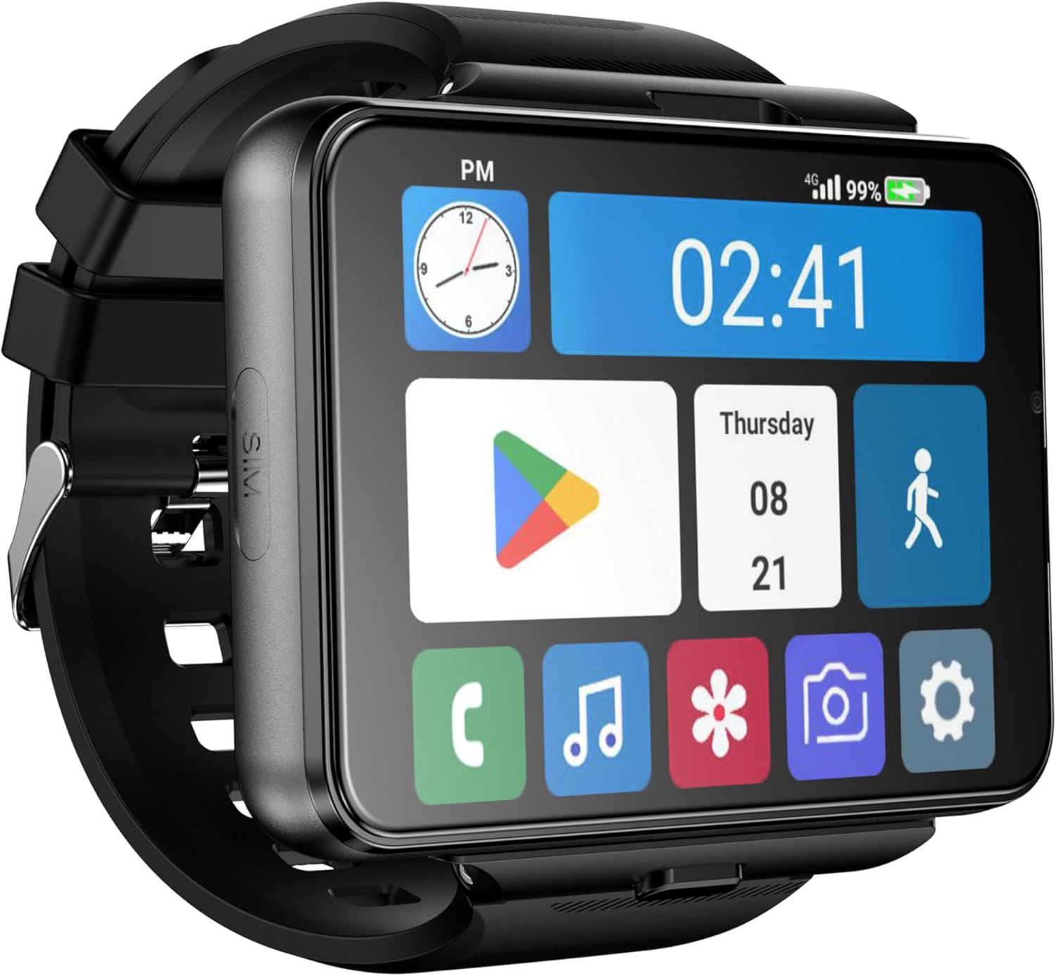 Smart Watch for Men, 4G Smartwatch for Android and iOS 2.88 Inch Touch Screen Android 11 OS 64GB Activity Tracker with Face Unlock Dual Cameras WiFi GPS Detachable Band (Black, 64G)