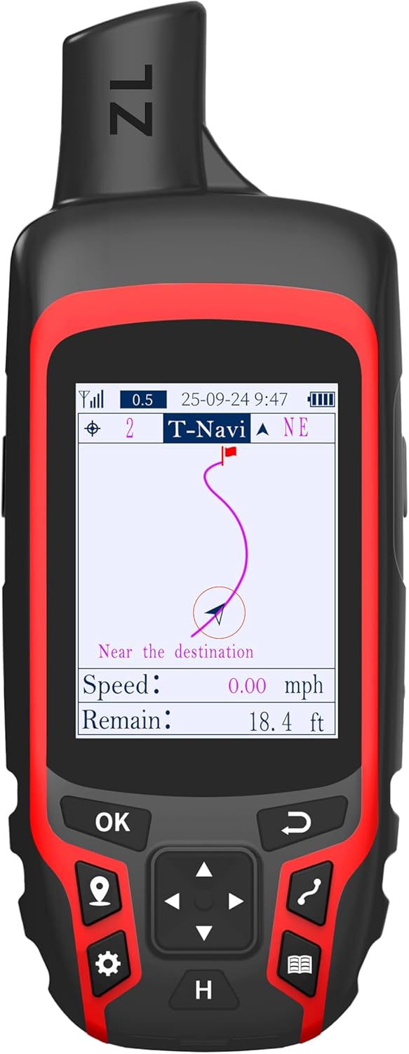 A6 Handheld GPS for Hiking, Rugged Waterproof GPS Navigator with 20 Hrs of Battery Life, 2 Navigation Mode, 2.4" Color Display and GPS Compass, Moon Phase Information
