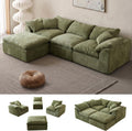 Oversized Cloud Couch Sectional Sofa for Living Room, Modular L Shaped Boneless Chenille Sofa with Chaise Lounge, Deep Seat Convertible Couch, Compressed No Assembly Floor Sofa(Green)