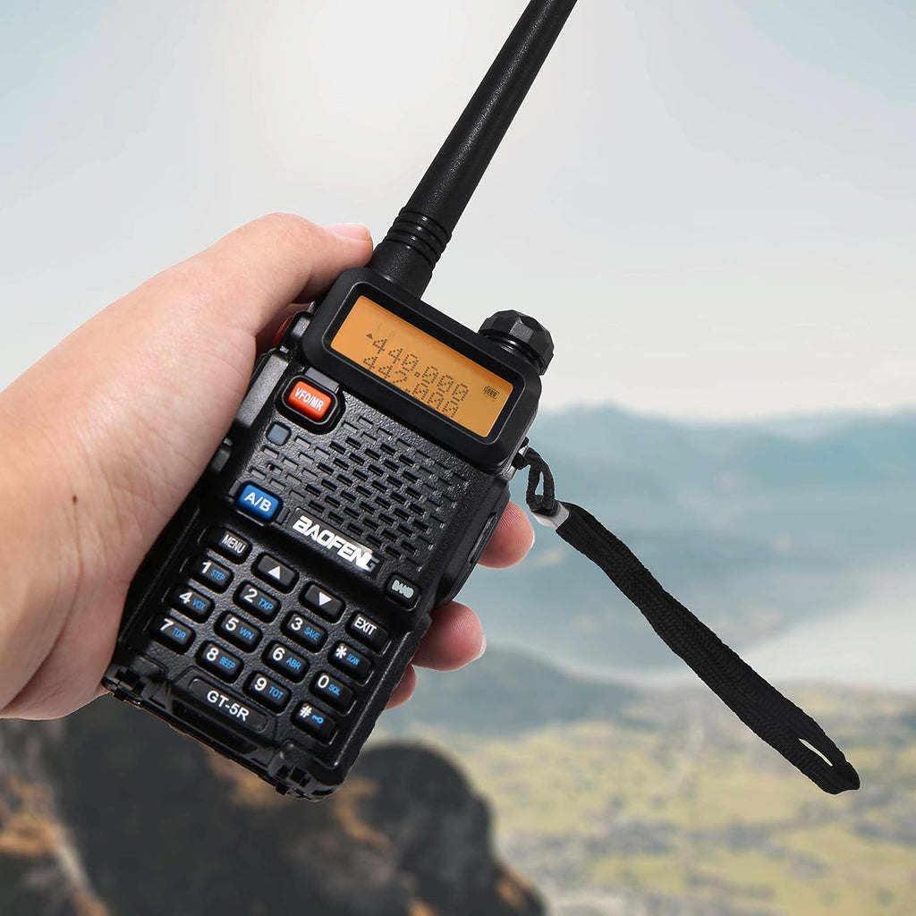6 Pack Baofeng GT-5R Ham Radio Handheld, FCC Compliant Dual Band Two Way Radio, Long Range Rechargeable Walkie Talkies for Adults with Six-Way Charger & Programming Cable (Black)