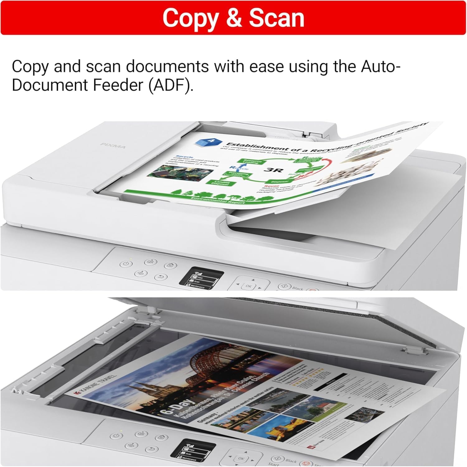 Canon PIXMA TR7120 MFP Inkjet Printer for Home Office, Schoolwork, Documents, Labels, Photos, Crafts and Wireless Printing from Devices (7178C002) + Printer Cable + Cleaning Kit (6pc Bundle)
