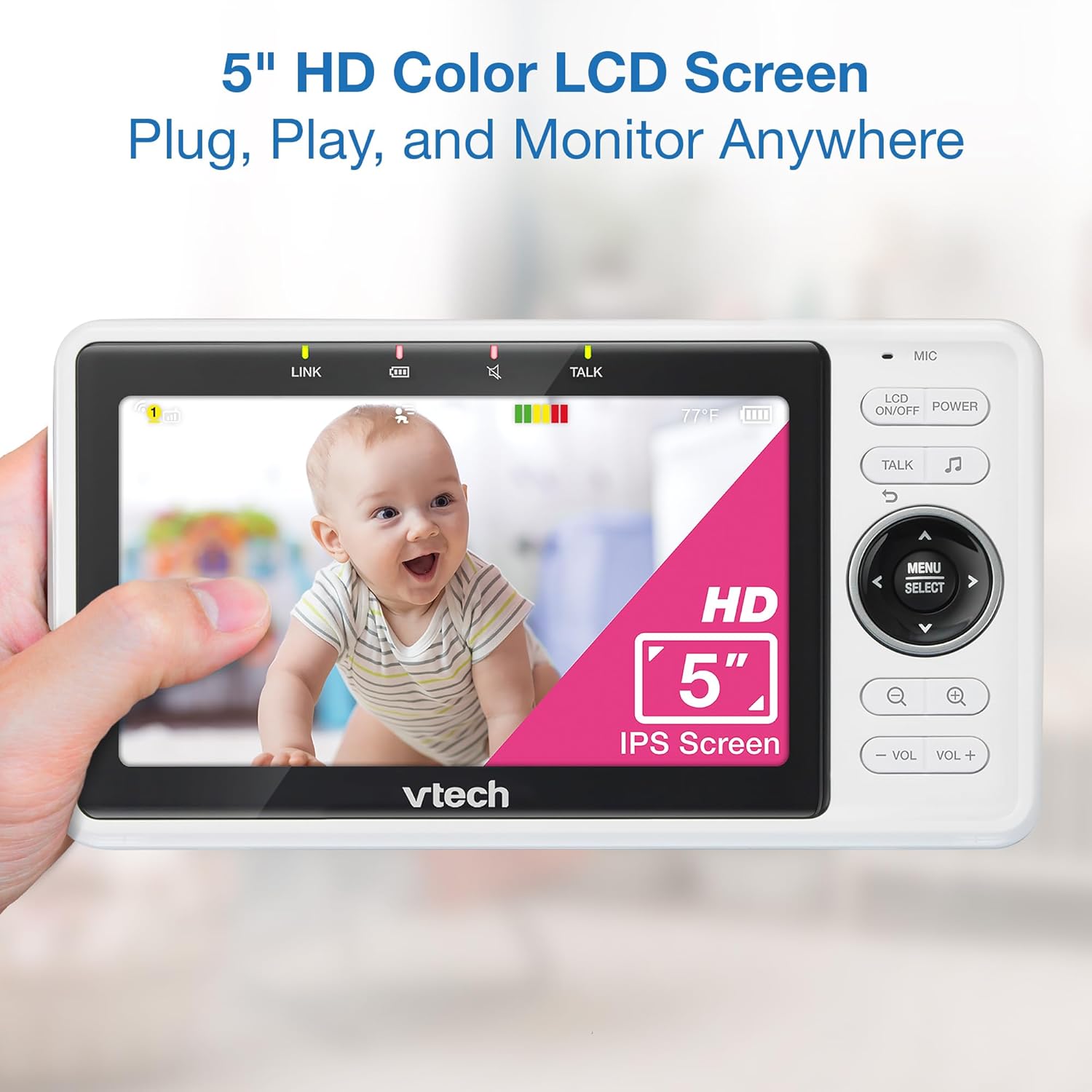 VTech WiFi Baby Monitor with 2 Cameras & 5" HD Split Screen – 1080p Video, Remote Pan Tilt Zoom, Night Vision, Two-Way Talk, Motion Alerts, Free App | VM901-2HD